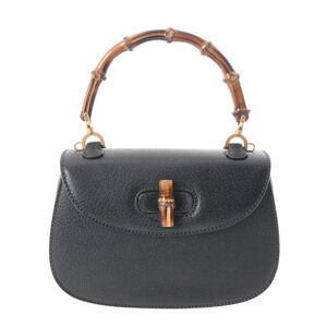 GUCCI Bamboo Bag Black Leather Handbag